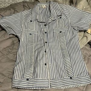 Alba Creaciones Blue & White Striped Boys Shirt - 8 NWT